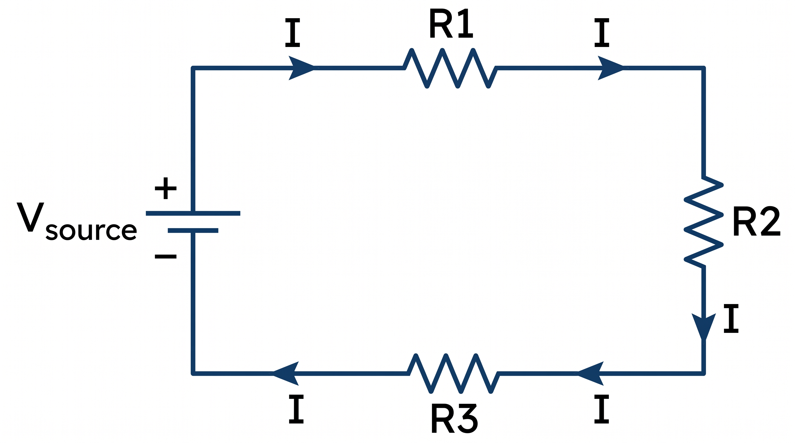 Series circuit diagram with three resistors in a single loop